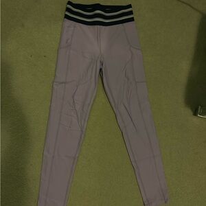 Aerie Lavender Leggings with Navy Accents